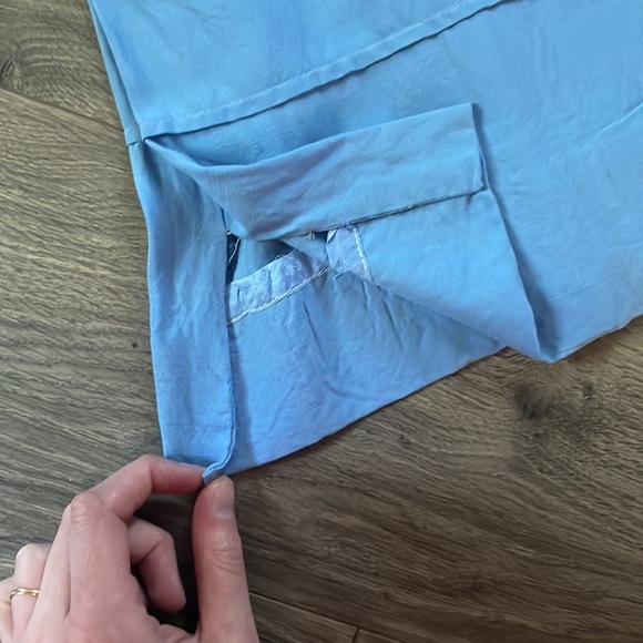 As-Is VTG 40s/50s Era Cornflower Blue Short Sleeve  Wiggle Dress Bow Like Detail - Picture 8 of 16